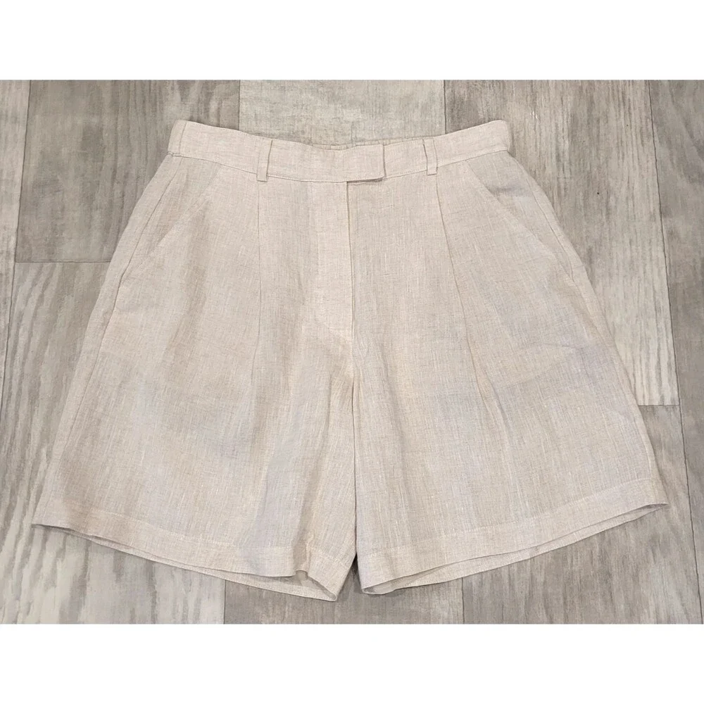 Brunello Cucinelli High-Waisted Linen Tailored Shorts Beige Size M MB650EP999